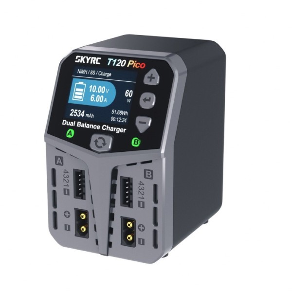 SkyRC T120 Pico Dual Ladegerät (2x 6A 60W) 230V (XT60 Ausgang)