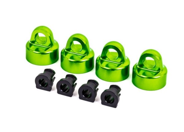 GTX Dämpfer-Kappen Alu grün eloxiert + Spacer (je 4) für Sle