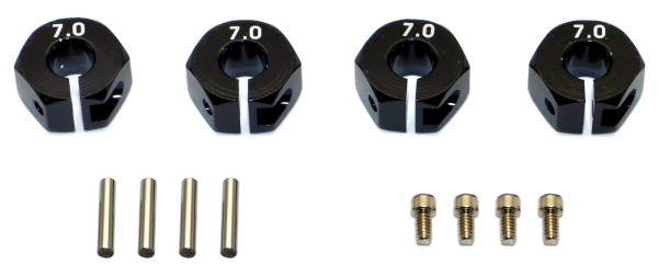 12mm Alu Sechskantmitnehmer, 7mm breit, schwarz (4 Stück)