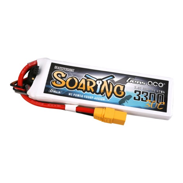 7,4V 3300mAh 30C (XT90) G-Tech LiPo, GensAce Soaring