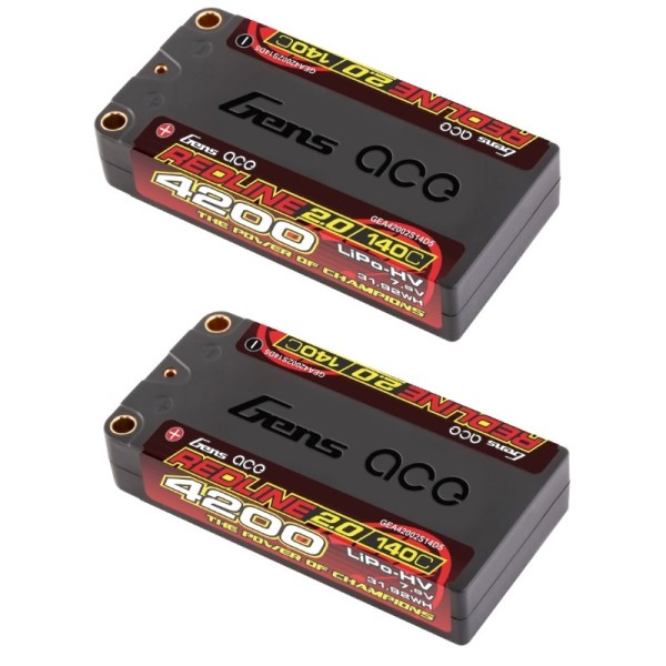 *2er Pack* 7,6V 4200mAh 130C (h18,5mm) Ultra LCG Shorty LiPo, Gensace REDLINE 2.0