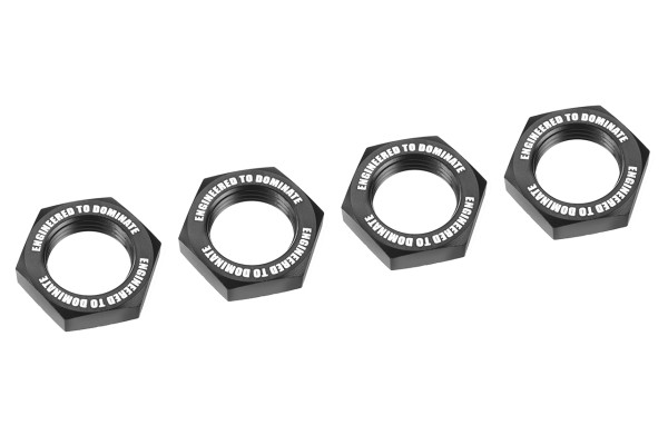Radmutter 17mm serrated Aluminum, schwarz (4)