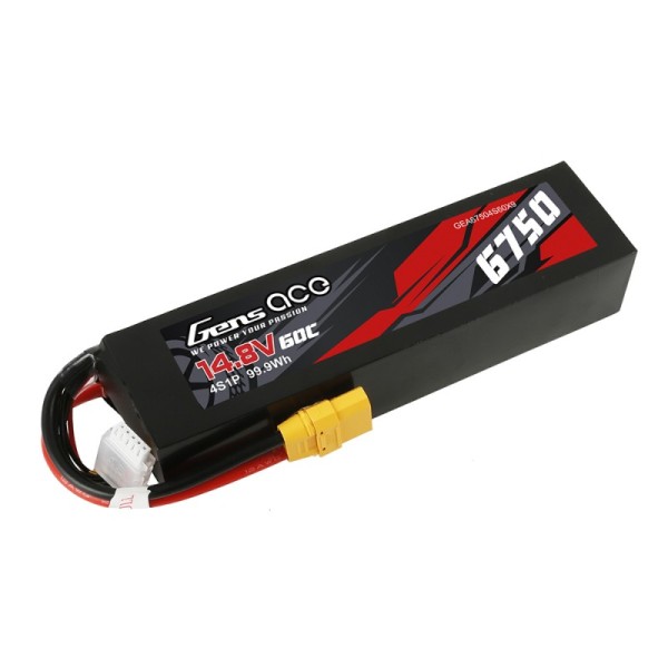 14,8V 6750mAh 60C (XT90) Semi-Hardcase LiPo, Gens Ace
