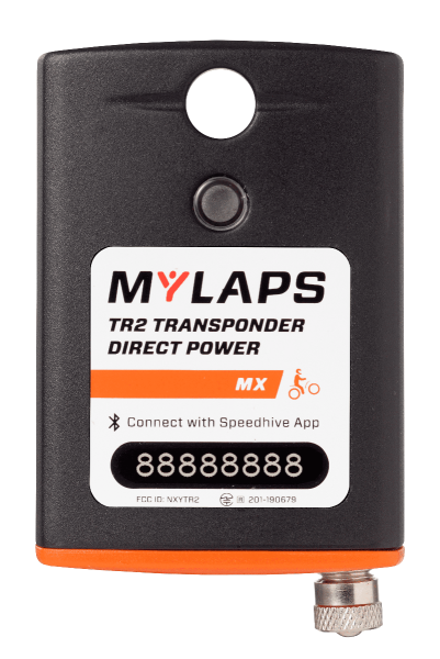 Mylaps TR2 MX Transponder Direct Power 5 Jahre, inkl. Kunststoffhalter u. Anschlusskabel