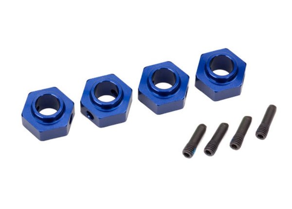 Radmitnehmer 12mm Hex, 6061-T6 Alu blau (4) +Schraub-Pin (4)