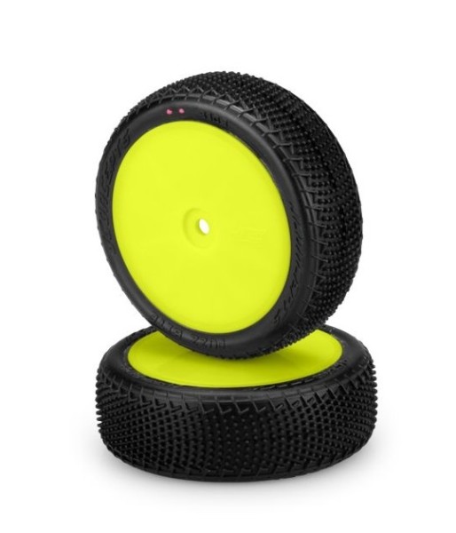 1:10 „Fuzz Bite" 4WD Front-Komplettrad pink (med-soft) gelbe Felge, JConcepts