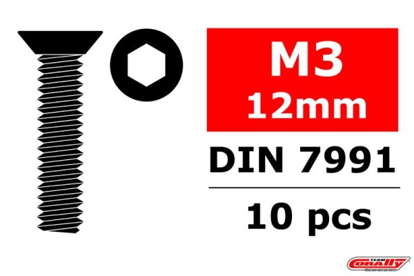 M3x12 Senkkopfschraube Innensechskant (10)