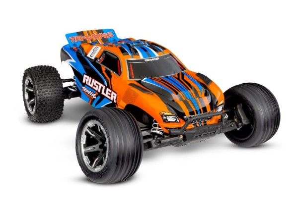 TRAXXAS Rustler HD 2WD orange RTR (mit Akku und 4A USB Lader)