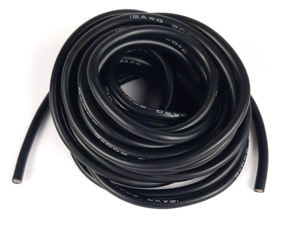 Silikonkabel 3,3mm² (12AWG) schwarz 5m