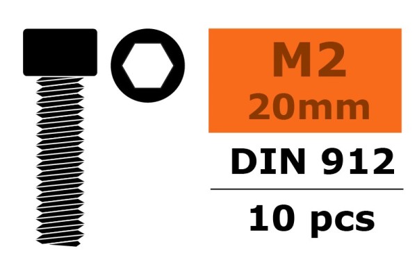 Zylinderkopfschraube M2x20 - Innensechskant - - Stahl - (10)