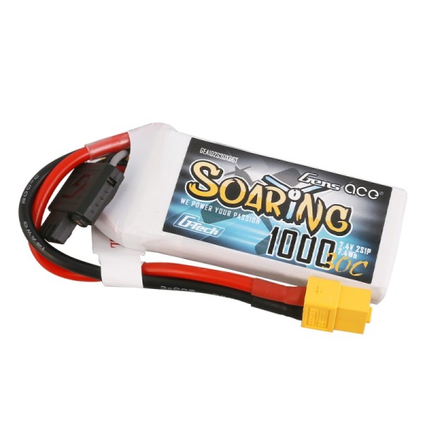 7,4V 1000mAh 30C G-TECH LiPo, GensAce Soaring