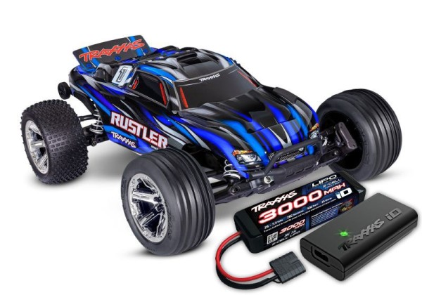 Traxxas Rustler HD 2WD BL-2S RTR blau (mit 2S LiPo + USB-Lader )