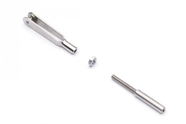 Metall Gabelkopf mit Gewindelöthülse 2,1mm, M2 (10)