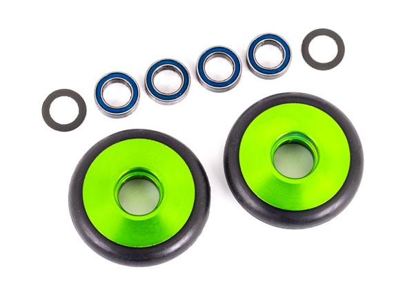 Wheelie-Bar-Räder 6061-T6 Alu grün eloxiert +KT