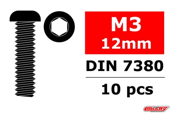 M3x12 Linsenkopfschraube Innensechskant (10)