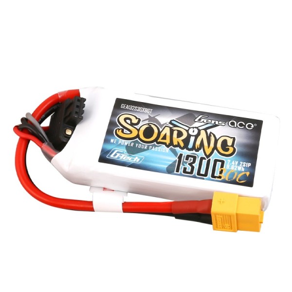 7,4V 1300mAh 30C G-TECH LiPo, GensAce Soaring