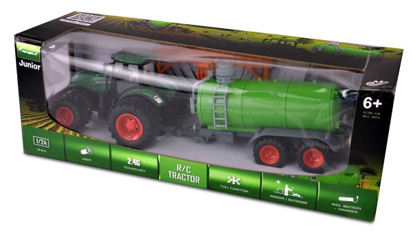 Traktor mit Güllefass, Sound & Licht, 1:24 RTR grün