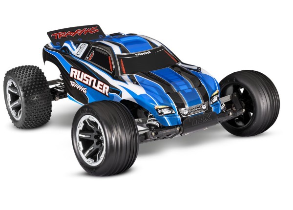 Traxxas Rustler 2WD blau RTR (mit Akku und 4A USB Lader)