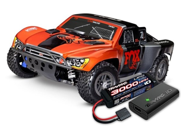 Traxxas Slash 4x4 HD BL-2S FOX RTR (mit 2S LiPo + USB-Lader )