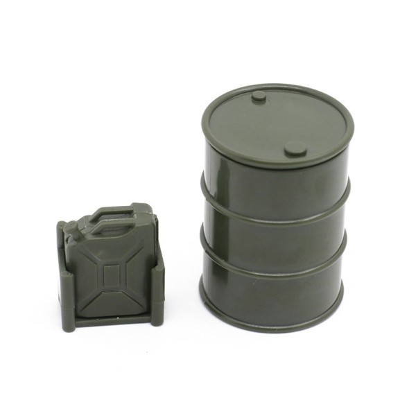 Ölfass 42mm und Kanister 24mm Kunststoff grün 1:24 (Deko)