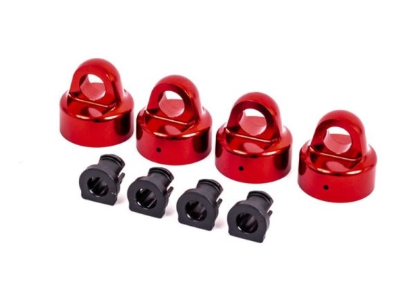 GTX Dämpfer-Kappen Alu rot eloxiert + Spacer (je 4) für Sled