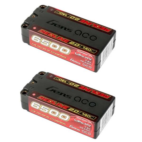 *2er Pack* 7,6V 6500mAh 140C (h25,0mm) Shorty Hardcase LiPo, Gensace REDLINE 2.0