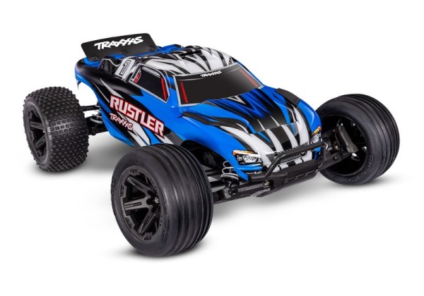 Traxxas Rustler 2WD HD blau-X RTR (mit Akku und 4A USB Lader)