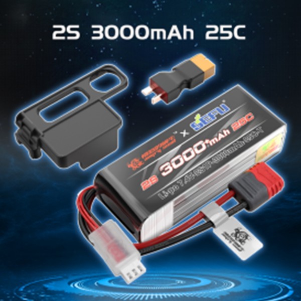 7,4V 3000mAh 25C (T-Stecker) 2S LiPo für Hyper GO 1:14