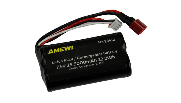 7,4V 3000mAh Li-Ion Akku mit T-Stecker