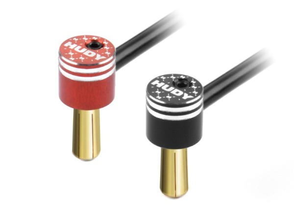 5mm Goldstecker Alu Bullet Plug schwarz & rot, Hudy