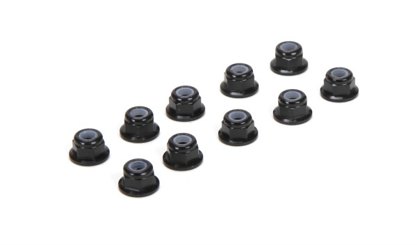 M3 Flanged Aluminum Lock Nuts, Black (10)