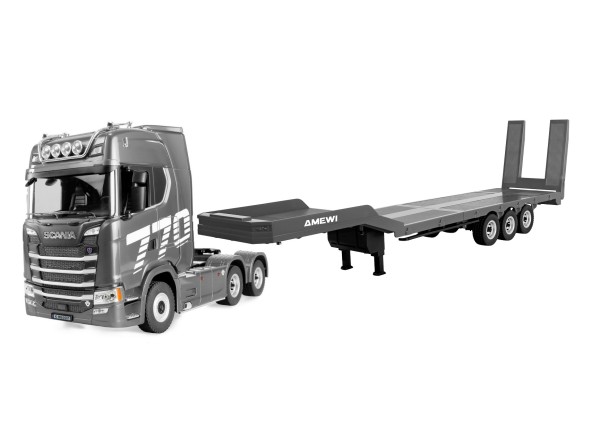 AMEWI Scania 770 S Zugmaschine SILBERN 6x4 1:18 + Sattelauflieger RTR