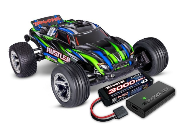 Traxxas Rustler HD 2WD BL-2S RTR grün (mit 2S LiPo + USB-Lader )
