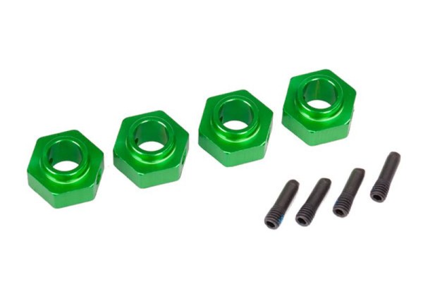 Radmitnehmer 12mm Hex, 6061-T6 Alu grün (4) +Schraub-Pin (4)