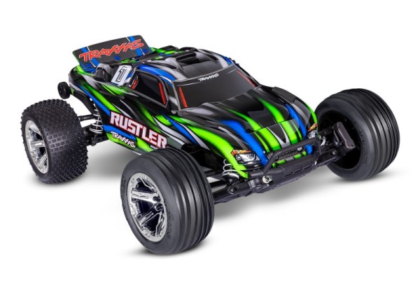 TRAXXAS Rustler 2WD BL-2S ARTR grün (mit Akku und 4A USB Lader)