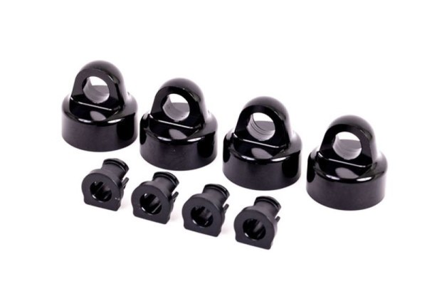 GTX Dämpfer-Kappen Alu schwarz eloxiert + Spacer (je 4) für
