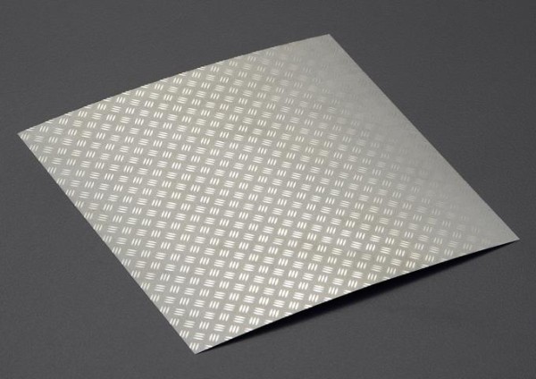 Riffelblech "3-Bars" silber, rostferier Stahl, 10x10cm