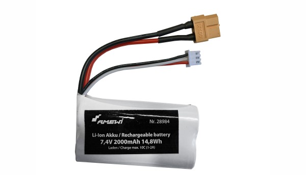 7,4V 2000mAh XT60 Li-Ion Akku 2S