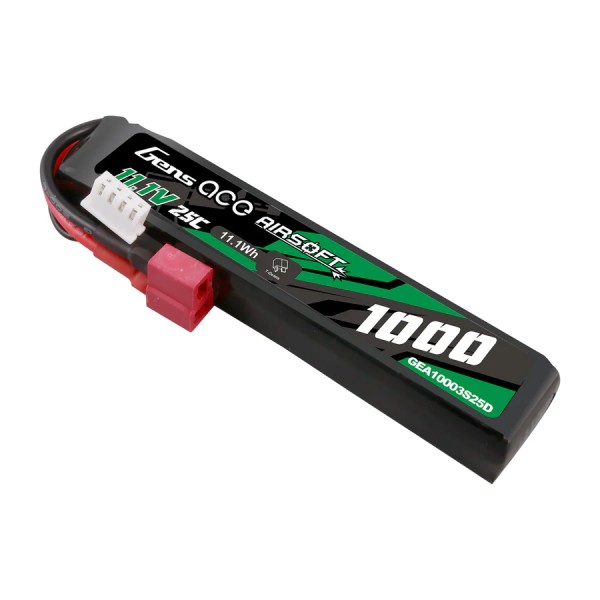 Airsoft LiPo 11,1V 1000mAh 25/80C T-Plug, GensAce