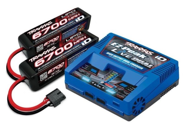 Combo EZ-Peak LiVE DUAL (2x16A) 2-4S Lader + 2x 4S 6700mAh LiPo