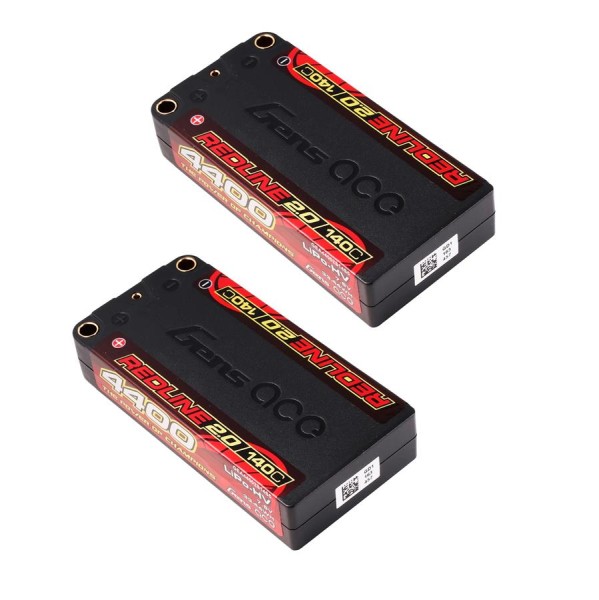 *2er Pack* 7,6V 4400mAh 140C (18mm) Ultra LCG Shorty LiPo, Gensace REDLINE 2.0