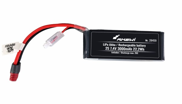 7,4V 3000mAh 25C (T-Stecker) 2S LiPo für Hyper GO 1:14