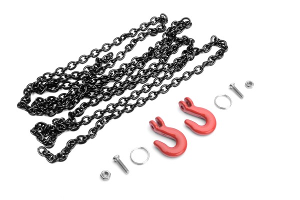 Kette schwarz mit Schlepphaken, 96cm