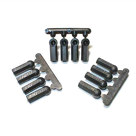 RPM Kugelpfannen schwarz (12), Gewinde 4-40, (4,3mm Kugel)