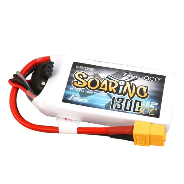 7,4V 1300mAh 30C (XT60) G-TECH LiPo, GensAce Soaring