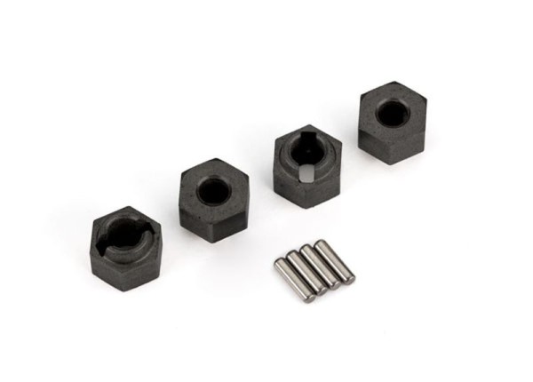 Wheel hubs, 7mm hex (4)/ axle pins (8)