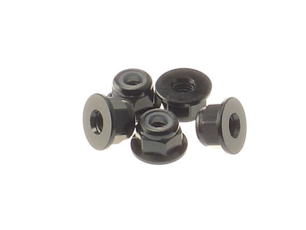 Stoppmutter M3 Alu mit Flansch, schwarz