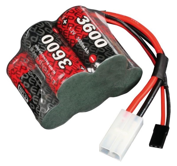 6V 3600mAh NiMH Hump-Empfängerakku für Großmodelle (JR/Tamiya)