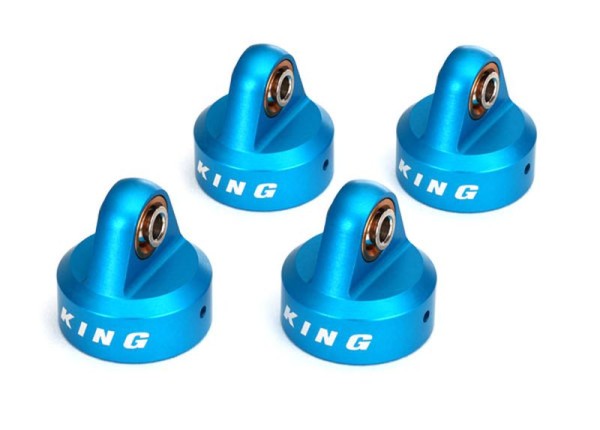 Dämpferkappen Alu blau eloxiert, King Dämpfer (4)