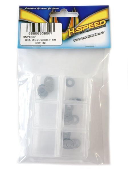Distanzscheiben Stahl Set 5mm je 10x 0,05/0,1/0,2/0,3mm